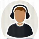 Stylized person with headphones icon